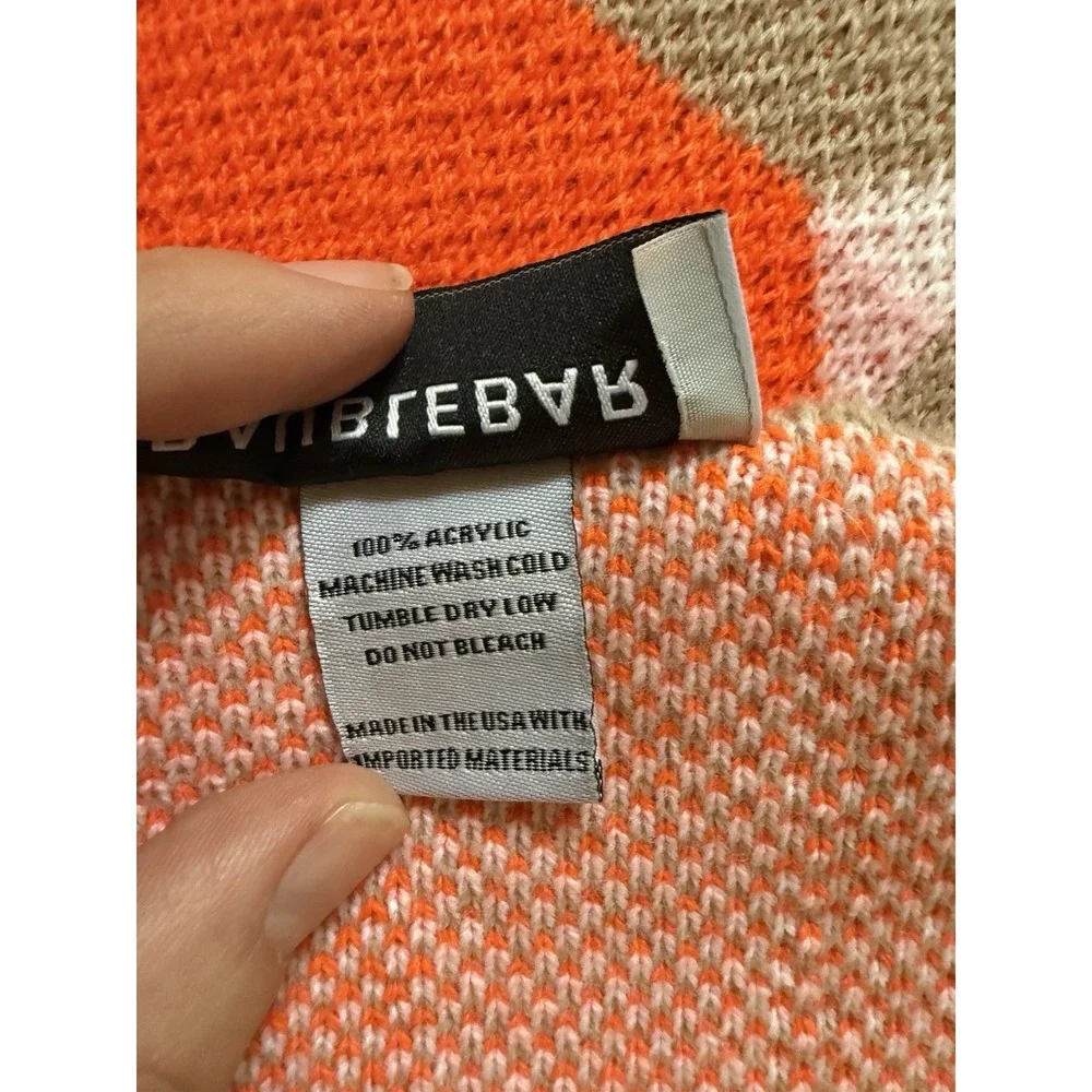 BAUBLEBAR Knitted Reversible Throw‎ Blanket Geometric G Orange/Pink/Gray 52x70
